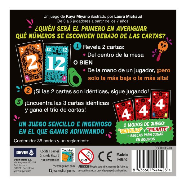 Trio juego de cartas mexicano.